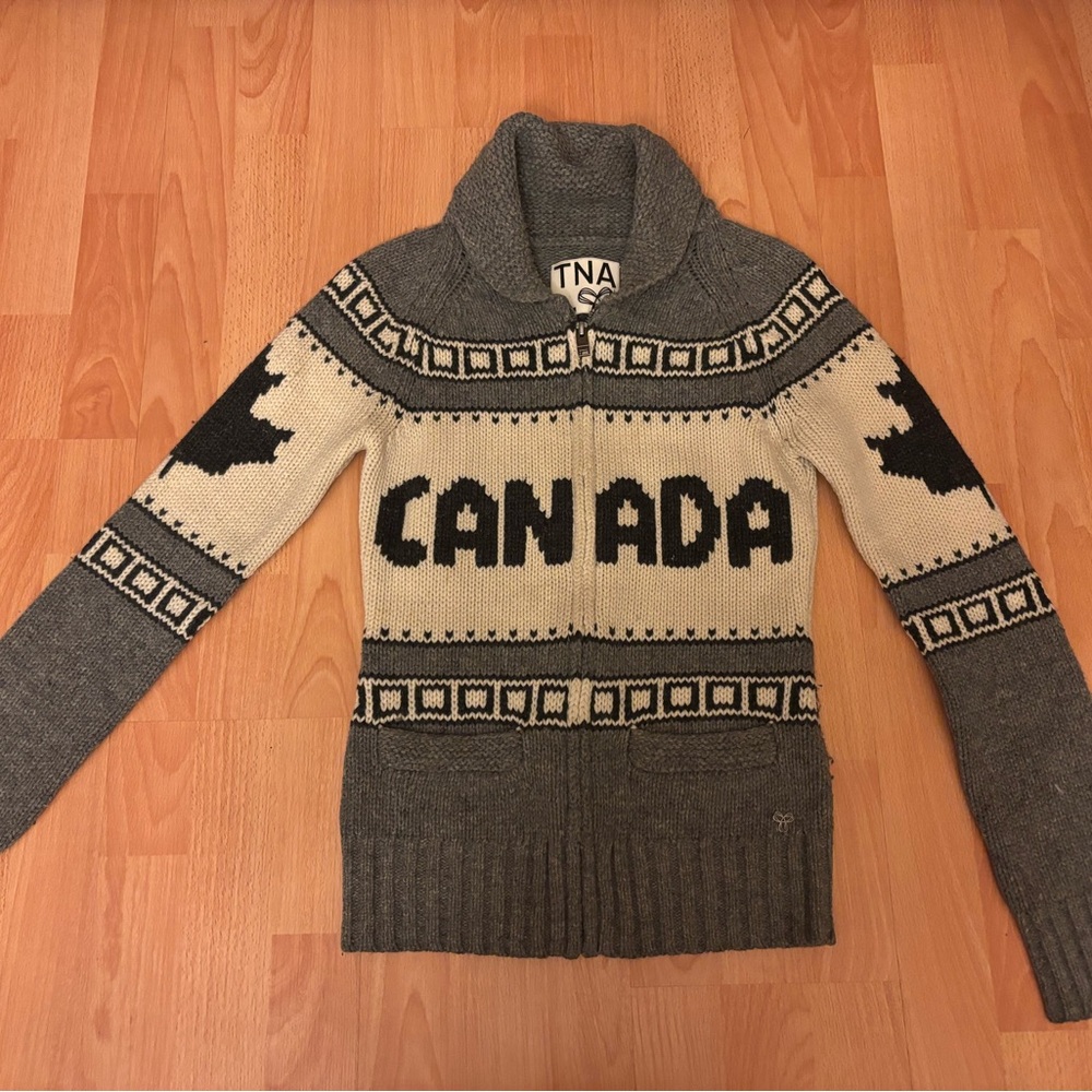 TNA Black and Cream Women's Cowl Sweater